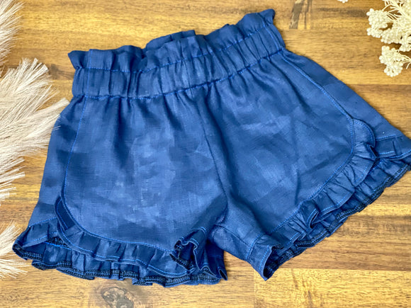 Navy Ruffled Shorts